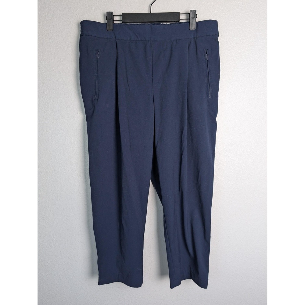 Gap Pants Womens 16 Blue Cropped Twill Relaxed Pull On Elastic Waist Pockets